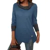 Women's Blouses Women S Spring Autumn Casual Tops Long Sleeve Half High Neck Button Contrast Color T-shirt Fashion