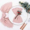 Tafel servet 10 stks rustiek linnen voor bord kerstdecoratie bruiloft babydouche serving zakdoek handgemaakte roze vaatdoek