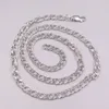 Chains Fine Pure S925 Sterling Silver Chain Women Men 4mm Curb Link Cable Necklace 50cm 20inch
