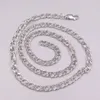 Ketens fijne pure s925 sterling zilveren ketting vrouwen mannen 4 mm stoepschakel kabel ketting 50 cm 20 inch 20 inch