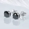 Stud iogou czarne kolczyki dla mężczyzn kobiety D Color 6,5 mm Solitaire Diamentowe kolczyki Solidna 925 Srebrna biżuteria 230208