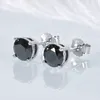 Stud IOGOU Black Stud Earrings for Men Women D Color 6.5mm Solitaire Diamond Earrings Solid 925 Sterling Silver Jewelry 230208