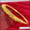 Bangle Enamel Open Bracelet Gift Dunhuang Ctural Jewelry Inheritance Auspicious Blessing Handcarved Flower Hollow Drop Delivery Brace Dhlov