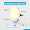 Nattlampor Brelong LED Light Plug and Play Calender Sensor Childrens Baby Room Living Garage Badrum/korridor Varm droppleverans DH3T6