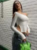 Women s T Shirt BOOFEENAA Streetwear Y2k Sexy Crop Tops White Black Asymmetric Cut Out One Shoulder Long Sleeve T shirts Woman Fashion C71 BB16 230207