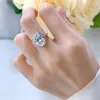 Cluster Rings High Carbon Diamond Imitation Ring S925 Silver Proposal 9 13 Oval Yellow Female