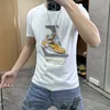 メンズTシャツ青少年の活力ラインストーン男性ティーマーセル化綿トップ夏の新しい男服M-7xl