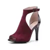 Sandales d'été rouge noir mariage Spartiate Femme chaussures femmes Peep Toe grande taille 43 fétiche Sexy talons hauts Sandalias