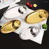 Plates Nordic Style Stainless Steel Dessert Plate Tableware Fruit Cake Tray Western For With Sauce Home Organizer