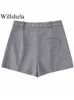 Shorts femininos willshela feminina moda moda sólida zíper das saias vintage baixa cintura feminina chic lady y2302