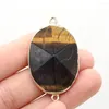 Pendant Necklaces Natural Stone Gemstone Oval Faceted Tiger Eye Flash Labradorite Connector Handmade Crafts Necklace Bracelet Accessories