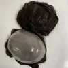 Substituição européia de cabelo humano virgem cor marrom escuro #2 nó de onda de 32 mm Pu Toupees para homens