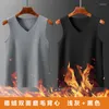 Men's Tank Tops 150KG Plus Size 8XL 7XL Seamless Men's Warm Top Autumn Winter German Fleece Thickened V-Neck Underwear Ves