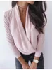 Women's Blouses Fitshinling Fashion In Wrap Blouse Women Clothing Solid Slim Sexy Spring Autumn Top Long Sleeve Blusas Female Shirts 2023