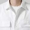 Erkek Ceket Kargo Erkekler için Düz Renkli Yakası Tek Kelin Haldigan Sıcak Cepler Uzun Kollu Gömlek Katlar Erkek Chaquetas Hombre