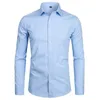 Mens Casual Shirts Top Quality Dress Fashion Slim Fit Long Sleeve Men Black White Formal Button Up Chemise Homme 230208