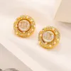 Simple 18K Gold Plated 925 Silver Luxury Brand Designers Letters Stud Geometric Famous Women Round Stainless steel Pearl Earring Wedding Party Gift Jewerlry 3Style