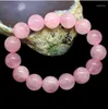 Pulseras con cuentas de cristal rosa natural, cuentas de piedras preciosas finas, joyería para mujeres, regalos con certificado de gota