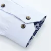 Camicie casual da uomo Colletto in porcellana blu e bianco da uomo manica lunga coreano SlimFit abito da lavoro tinta unita cotone bianco 230208