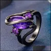 С боковыми камнями черные золотые кольца модные элегантные фиолетовые лошади глаза циркон для женщин Мужчины Простые личностные кольцо кольца подарки пт dhalw