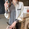 Chemisiers pour femmes Auutmn Femmes Chemises à carreaux à manches longues Office Lady Full Button Up Women-chemisiers