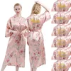 Women's Sleepwear Half Sleeve Nightgown V-Neck Satin Home Clothing Women Long Summer Kimono Robe Casual Intimate Lingerie Homewear