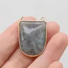 Pendanthalsband Natural Stone Gem Double Hole Flash Labradorite Connector Handgjorda Crafts Halsband Armband Earring Accessories 20x30mm