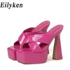 Slippers Eilyken Plus Size 35 42 Summer Platform Women High Heels Ladies Fashion Elegant Female Sandals Slides Shoes 230207