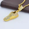 Seil Kette Gold Farbe CZ Hip Hop Anhänger Halskette Männer Schuhe Schmuck Punk Für Herren Chains278B