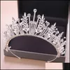 Tiaras Baroque 럭셔리 신부 수정 잎 크라운 공주 퀸 대회 댄스 파티 진주 베일 머리 대역 웨딩 헤어 액세서리 63 D3 Drop Dhwsy