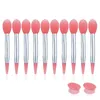 Escovas de maquiagem 10pcs pincel de pincel de silicone conjunto pequeno aplicador de batom com 2 tampa anti-perdida para cuidar usomakeupmakeup