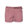 Women's Shorts 2023 Summer Casual Solid Female Woven Belt Plus Size S-5XL Women Retro Pockets Streetwear Work