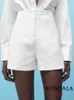 Women's Shorts KONDALA Women Fashion Solid White Front Darts Side Pockets Vintage High Waist Zipper Fly Female Short Pants Mujer Y2302