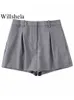 Shorts femininos willshela feminina moda moda sólida zíper das saias vintage baixa cintura feminina chic lady y2302