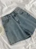 Short féminin mode femme denim vintage bleu hauteur