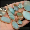 Charms Amazonite Stone Pendant Natural Flat Round Waterdrop Pendants Connector Charm g￶r smycken halsband ￶rh￤nge Tillbeh￶r DHX8M