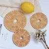 Table Mats Autumn Rattan Woven Storage Cup Holder Potholder Shooting Props Japanese Tableware Round 2023