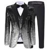 Men's Suits Blazers Mens Suit 3 Pieces Sequin Color Shiny Sequin Suit Notch Lapel for WeddingParty Groom Banquet Nightclub BlazerVestPant 230207