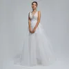 Deep v Wedding Dress Light Luxury Bridal Small Tug Elegant Fantasy French St003