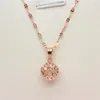 Chains Purple Gold Hollow Bead Necklace Plated 14K Rose Simple Pendant Classic Design Party Jewelry For GirlfriendChains