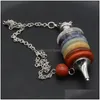 Charms Natural Stone Seven Chakra Spirit Pendum For Men Women Charm Jewelry Pendant Accessory Gift 18 5 Cmcharms Drop Delive Dhnc8