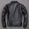 Men S Leather Faux Spring Classical Motorcycle Oblique Zipper Jackets Men Natural Calf Skin Thick Slim Cowhide Moto Biker Man 230207