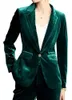 Kvinnors kostymer blazers smal passform sammet affärspyxor kvinnor passar gröna kontor formella damer arbete slitage blazer outfit pantsuit anpassad galna