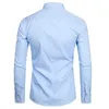 Mens Casual Shirts Top Quality Dress Fashion Slim Fit Long Sleeve Men Black White Formal Button Up Chemise Homme 230208
