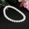 Strand Natural Hetian Jade White Round Beads Armband Nephire String smycken