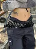 Belts Darlingaga Grunge Punk Style Gothic Dark Rivet Belts for Women Streetwear Bullet Cosplay Cummerbunds Unisex Belt Sashes Outfits G230207