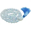 Strand Sunyik Opalite Opalite Pedra de pulseira de pulsação Jóias de oração de meditação com miçangas quadradas Riband Tassel Charms