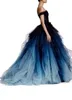 Parti elbiseleri mavi ombre tül balo elbisesi karanlık balo cadılar bayramı uzun yemyeşil katmanlı akşam kadın 230208