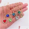 ペンダントネックレス30pcs/lotかわいい色のラインストーンハートレディングダングルジュエリーアクセサリーdiy earrings supp d8k