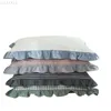 Pillow Case 2 Pcs Plaid Stripes Cotton Cover European Princess Style Ruffle Trim 48x74cm Home Textile Sleeping Soft Fabric Pillowcase
